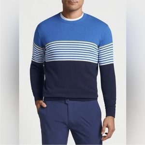 Peter Millar Vendee Crew Nautilus Blue Multi‎ Sweater XXL NWOT